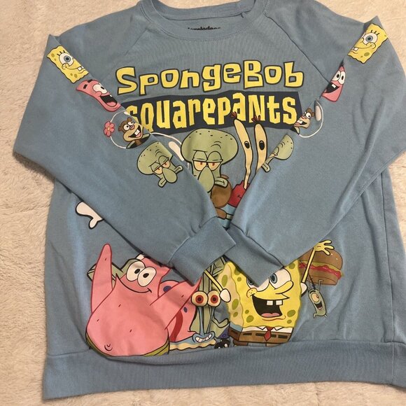 Nickelodeon Spongebob Squarepants Blue Sweatshirt Size M(7-9) - Picture 1 of 10